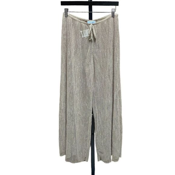 Jordan Taylor Taupe Mesh Wide Leg Pants Swim Cover-Up Size Large NWT - Picture 1 of 5